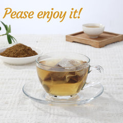 ULTHMOK brewed corn silk tea in cup showing clear, soothing amber color and calm