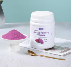 ULTHMOK spoon pouring vibrant purple powder, illustrates easy portioning benefit