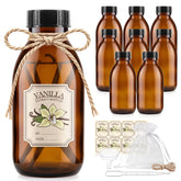 Umeantobee front view of eight amber bottles showing value pack and premium look