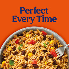 UNCLE BEN'S top view with visible rice, beans, corn for appetizing look