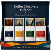 UNIQBITE box front view showing four-origin sampler and gift appeal