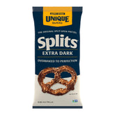 Unique Snacks front packaging showing 11 oz bag and bold extra dark finish, highlights flavor