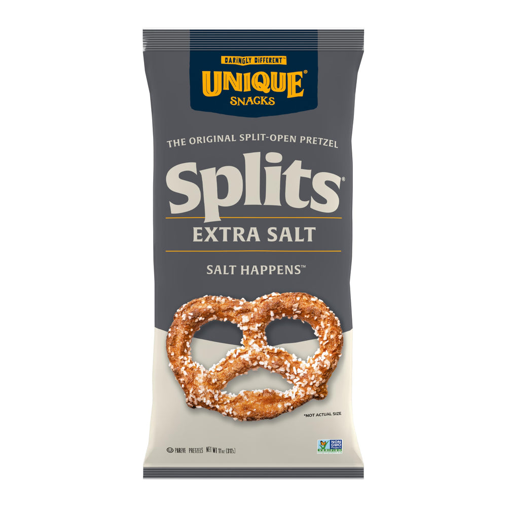 Unique Snacks front packaging showing six-pack and kosher badge, highlights convenience