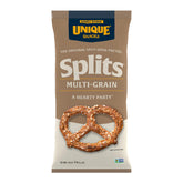 Unique Snacks front packaging showing 11 oz bag and multi-grain claim, highlights convenience