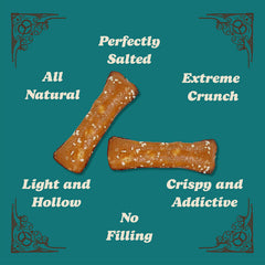 Unique Snacks close-up of pretzel shell texture highlighting crispness benefit