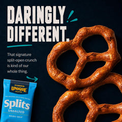 Unique Snacks unsalted splits close-up texture highlighting crisp crunch and homemade feel