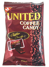 United coffee candy front packaging showing resealable bag and branding, convenient grab-and-go