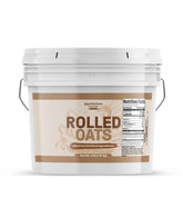 Unpretentious 4 lb bucket front view showing resealable lid and label, convenient storage