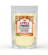 Unpretentious apple powder front packaging showing label and weight for easy identification and storage