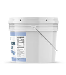 Unpretentious bucket open with scoop demonstrating easy access and portioning benefit