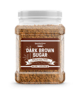 Unpretentious dark brown sugar front pack showing bag design and weight for easy selection