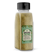 Unpretentious ground thyme front jar showing packaging and easy access for cooking