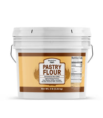 Unpretentious pastry flour front packaging showing weight and use benefits