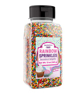 Unpretentious front jar view showing rainbow sprinkles for vibrant decoration