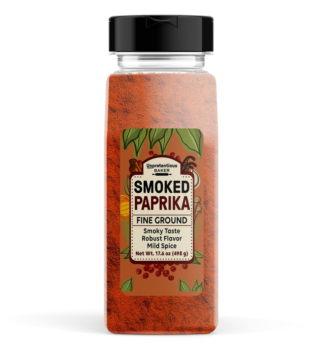Unpretentious jar front view showing smoked paprika and convenience