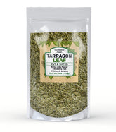 Unpretentious tarragon front packaging showing clear label and resealable bag benefit