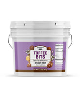 Unpretentious toffee bits front package showing 5.5 lb bag and branding for bulk baking