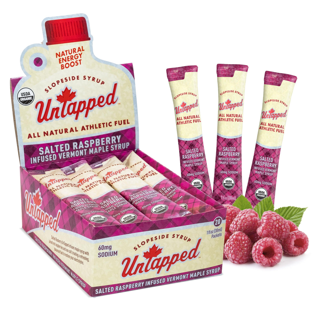 UnTapped front packet display showing salted raspberry flavor and convenience
