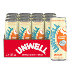 Unwell can front packaging showing pineapple coconut flavor and benefits