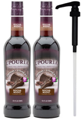 UPOURIA front packaging showing two 750 mL bottles and pump, clear value