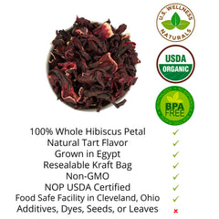U.S. Wellness Naturals brewed hibiscus tea in cup showcasing bright color and freshness