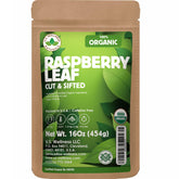 U.S. Wellness Naturals front pouch showing organic raspberry leaf and resealable packaging benefits