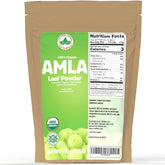 U.S. Wellness Naturals front pouch showing organic amla powder and benefits