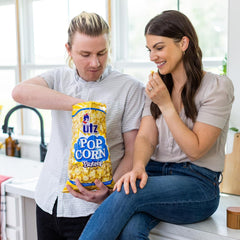 Open Utz bag with popped kernels showing ready-to-eat freshness
