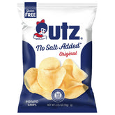 Utz front packaging showing no salt added bags and branding benefit clarity
