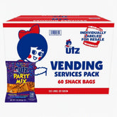 Utz front box showing 60 single-serve bags and clear branding benefit