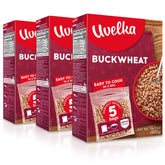 Uvelka front packaging showing organic buckwheat and convenience benefit