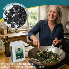 UWE KOETTER rehydrated wakame in bowl adding umami to soups and salads benefit