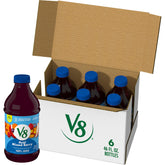 V8 bottle front view showing Acai Mixed Berry flavor and benefits