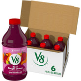 V8 front packaging showing bottle and pack, fresh veggie convenience