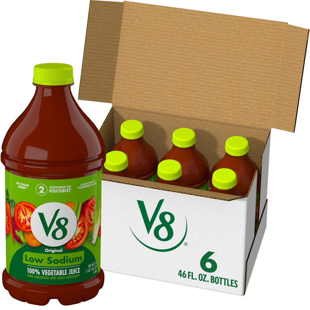 V8 bottle front packaging showing label and volume benefit