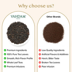 VAHDAM tea leaves in an infuser demonstrating strong unfurling and full flavor