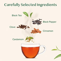 VAHDAM brewed cup top view with frothy chai showcasing rich color and warmth