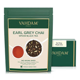 VAHDAM pouch front view showing product branding and pack size, preserves freshness