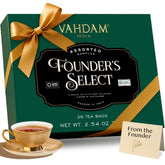 VAHDAM gift box front view showing elegant packaging and assortment benefits