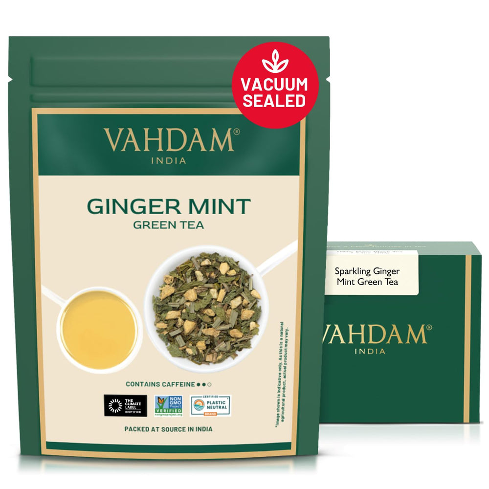 VAHDAM front packaging showing resealable pouch and branding freshness