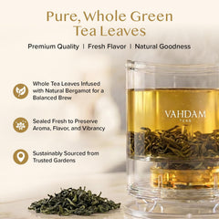 VAHDAM loose-leaf closeup revealing whole leaves and aroma benefit