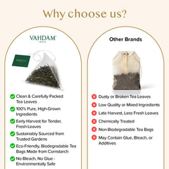 VAHDAM loose tea leaves texture shot highlighting organic Himalayan origin