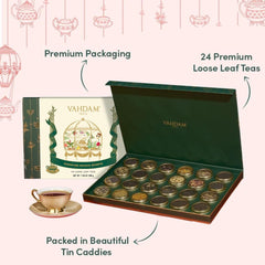 VAHDAM tin caddy close-up showing sealed metal can for freshness benefit
