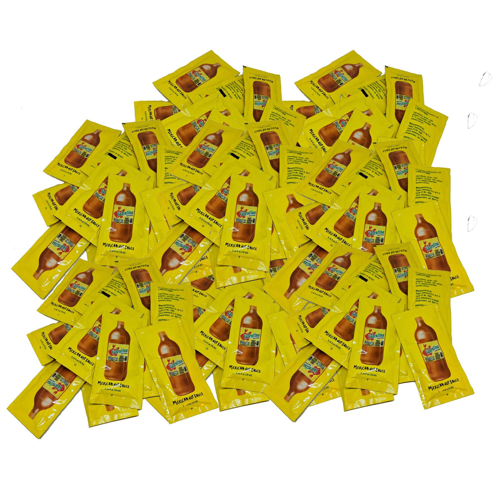 Valentina front packets display showing 100 sachets and ready-to-serve convenience