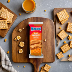 Vallary Munchies open cheese cracker sandwich showing crunchy exterior and benefit of texture