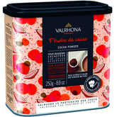 Valrhona front packaging showing cocoa container and brand for quality