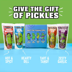 Van Holten's Big Papa pouch detail with visible pickle slice, highlighting bold flavor portability