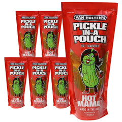Van Holten's pouch front packaging showing bold Hot Mama branding and portability benefits