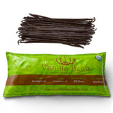 Vanilla Bean Kings front packaging showing 50 grade A Madagascar pods and freshness