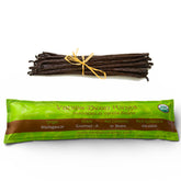 Vanilla Bean Kings front packaging showing ten organic Madagascar pods, fresh aroma preserved
